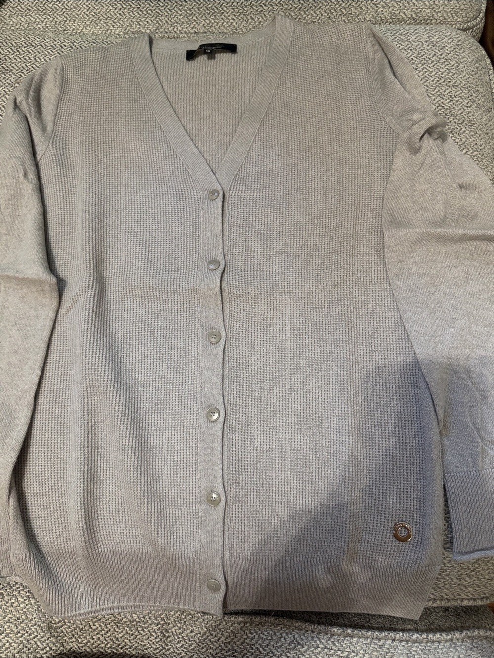 Loro Piana Light Gray V-Neck Button Cardigan